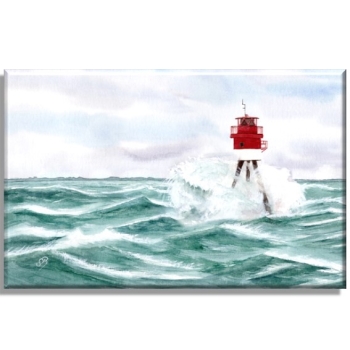 Stretcher frame canvas 40 x 30 cm Watercolor Maritime Art Print North Sea Island Borkum18 Fischerbalje beacon